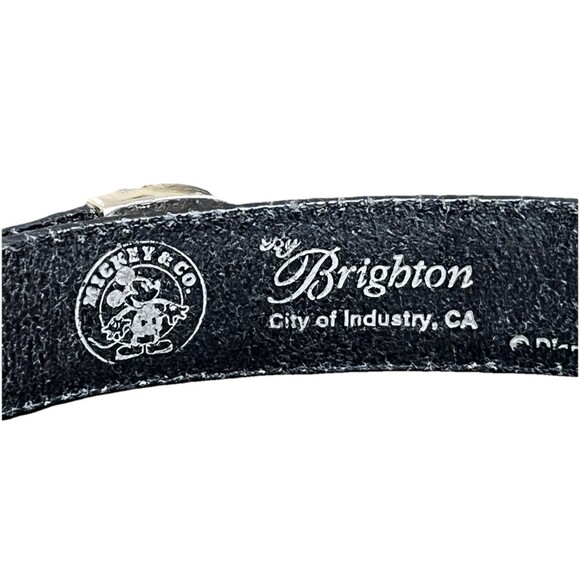 Vtg Brighton Mickey & Co Black Leather Belt 4pc Silver Train Buckle Women's 28 - Picture 10 of 11